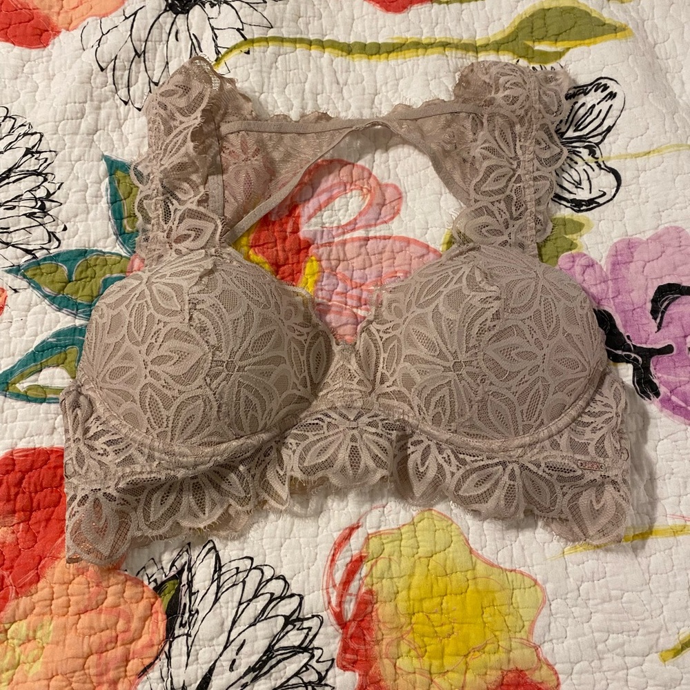 PINK nude lace halter bra